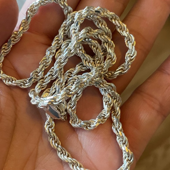 Silver 24” Solid Rope Chain 925 4mm thick Italy - Picture 4 of 15